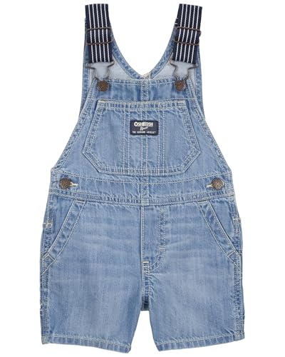 OshKosh B’Gosh Boys World’s Best Overalls, Sky Blue Shortall, 6M
