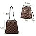 Checkered Fashion Leather Backpack Travel bag for Women Teen (Checkered Backpack Brown 190620)