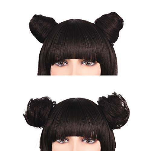 REECHO 2 PCS Mini Claw Clip in Messy & Cat Ears Hair Buns Extensions Wig Accessory Updo Hair Pieces for Women Girl- Dark Brown