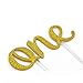 Winrase 1st Birthday Party Decoration “I Am One” Banner and Double Sided Gold Glitter One Cake Topper for Baby Girl