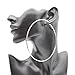 S&Moon Hypoallergenic Extra Large Flattened Round Metal Hoop Earrings, White