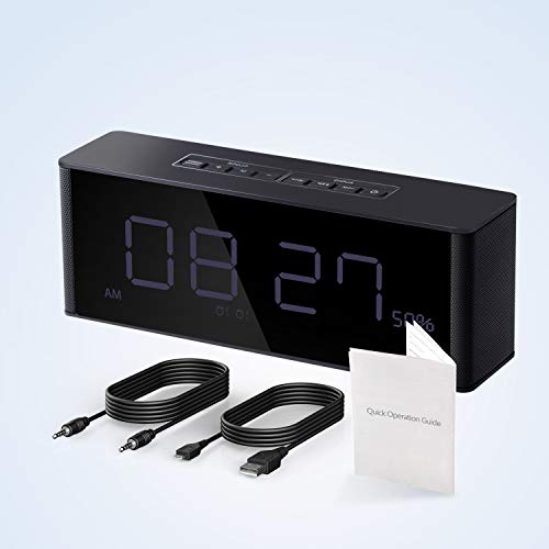 Alarm Clock Radio Bluetooth Speaker [2019 Upgraded] with Digital FM Stereo, Dimmable LED Display, Dual Alarm, Snooze, AUX-in for Bedrooms - Thumbnail 5