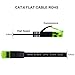 Cat6 Ethernet Cable 15ft Flat, iTLTL Network Cable Slim Internet Patch Lan Wire Pure Copper with Green Snagless RJ45 Connectors - 15 feet Black