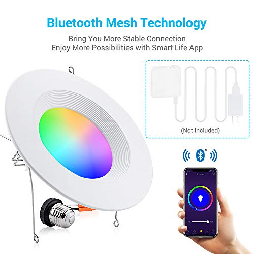 MustWin Smart Retrofit Led Recessed Lighting 6 inch LED Downlight Bluetooth Mesh LED Can Lights