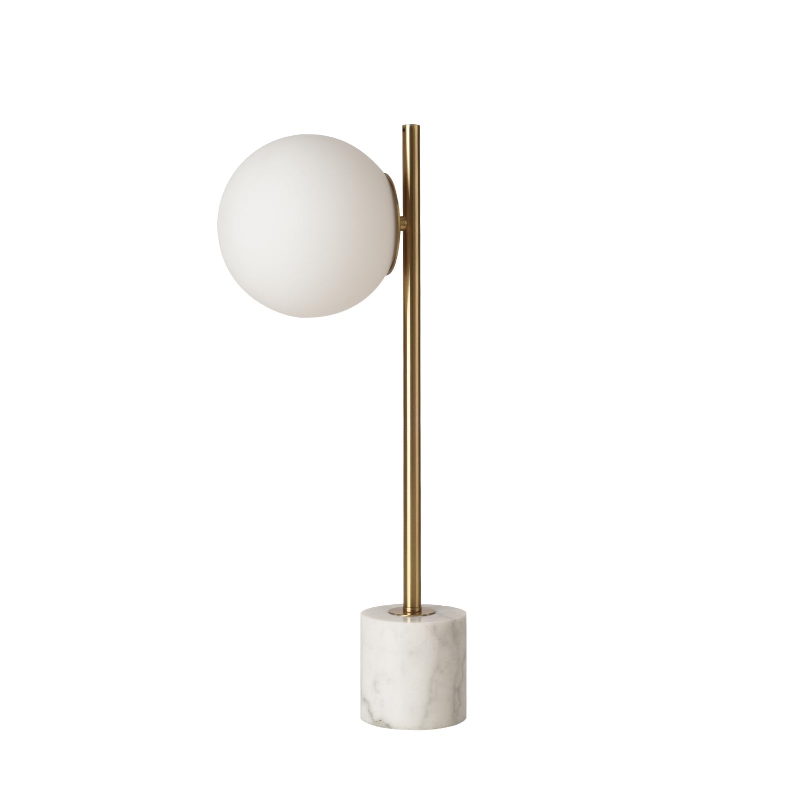 Photo 1 of KUNJOULAM Round Table Lamp,Modern Desk Lamp with White Glass Globe Shade, Marble Base Elegant Nightstand Lamp for Bedroom, Living Room, Office