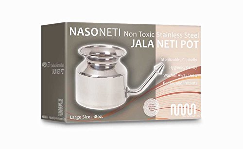 MasterMedi's NasoNeti Neti Pot Nasal System (18 Oz.) made of high quality Unbreakable Stainless Steel for Sinus Congestion (Ayurvedic JalNeti)