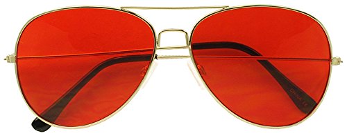 Classic gold slim metal retro red colored tint transpar…