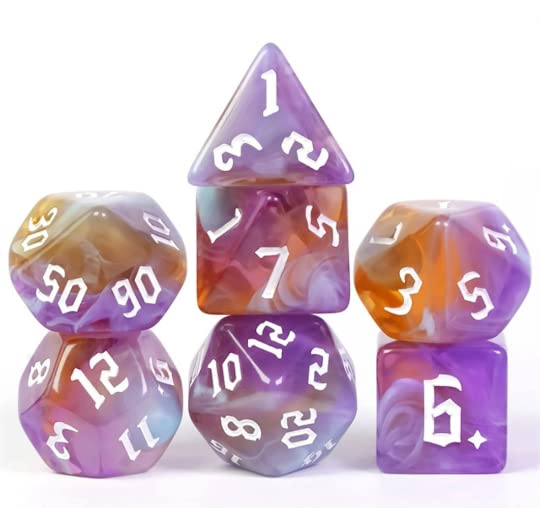 Soulfire Polyhedral Dice - Purple & Orange, Wizard & Sorcerer Dice for D&D & Tabletop RPG