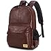 LXY Vintage Backpack Leather Laptop Bookbag for Women Men, Vegan Backpack Black Faux Leather Bookbag Campus Backpack Travel Daypack