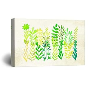 Canvas Wall Art - Watercolor Style Green Leaves - Giclee Print Gallery Wrap Modern Home Art Ready to Hang - 12x18 inches