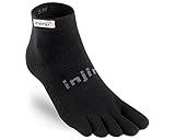 Injinji 2.0 Men's Run Original Weight Mini Crew Toesocks, Black, Large