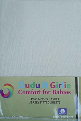 Dudu N Girlie Moses Basket Fitted Sheets Set - 100% Jersey Cotton Bassinet Size Newborn Hypoallergenic Breathable Easy Care Soft Fitted Sheet For Baby Bassinet (Pack of 2, Cream & Grey)