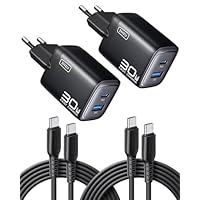 INIU 30W USB C Ladegerät, 2-Pack [USBC + USBA] Schnellladegerät mit Kabel, GaN PD Mehrfach Netzteil, USB C Charger für iPhone 17 16 Pro Max, iPad Pro, MacBook Air, Galaxy S25 S24 S23 Ultra, Google etc