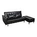 HOMCOM Twin Size Faux Leather Convertible Sofa Bed with Storage Ottoman, Steel Frame, and 2 Pillows, Black