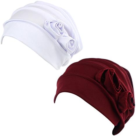 MTFS Women's Chemo Hat Beanie Turban Headwear for Cancer (White Wine)
