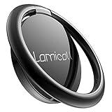 Finger Ring Stand, Lamicall Phone Ring Kickstand, Metal Grip Holder for Magnetic Car Mount Compatible with Cell iPhone 11 Pro Xs Max XR X 8 7 6 6s Plus Samsung Galaxy, Smartphone Accessories - Black