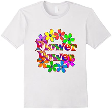 Mens Retro Flower Power 2XL White