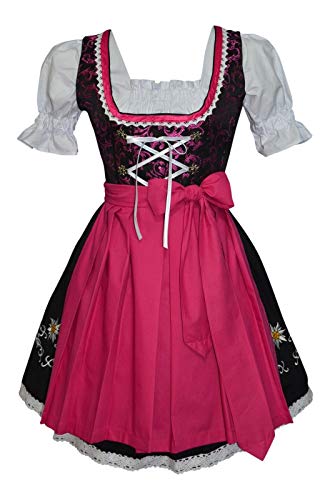Edelweiss Creek 3-Piece Short German Oktoberfest Dirndl Dress Black & Pink (14) - Thumbnail 4