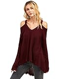 Milumia Women's Cold Open Shoulder Loose Knitted Sweater Top Blouse