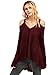 Milumia Women's Cold Open Shoulder Loose Knitted Sweater Top Blouse