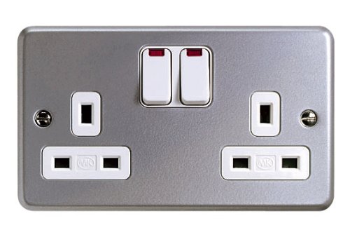 MK Metalclad Plus K2446 ALM 13A 2G Double Pole Switchsocket with Neon