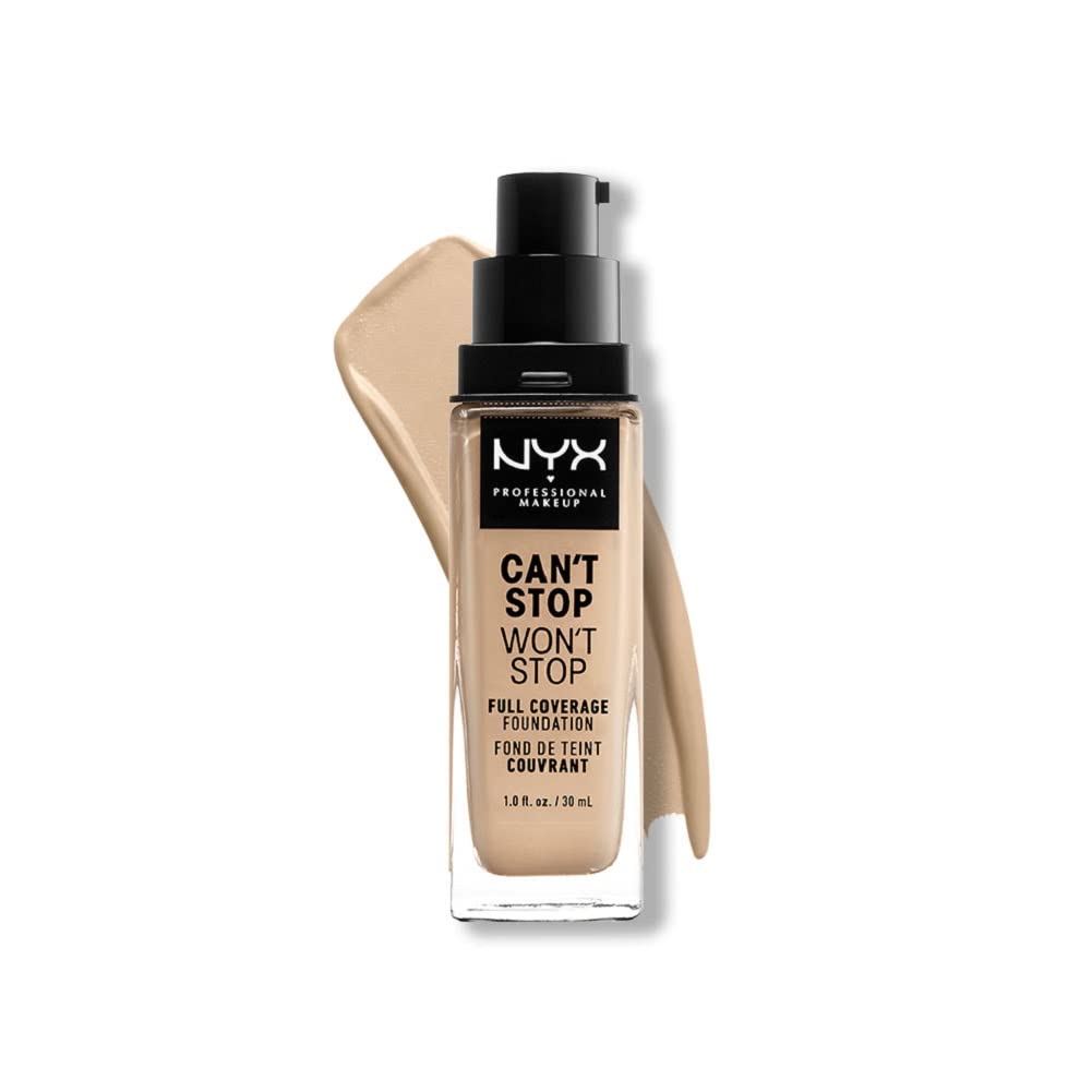 NYX Professional Makeup Can't Stop Won't Stop Full Coverage Foundation, Long Lasting, Waterproof, Vegan Formula, Matte Finish, Shade: Warm vanilla