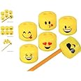 RIN (24) 1.5" Emoji Pencil and Crayon Sharpeners ~ Cute, Fun and Popular ~