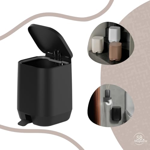 Ou Lixeira com Pedal 6L Preto Linha Aura