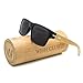 WISH CLUB Wood Square Handmade Sunglasses UV 400 Lenses Classical Style for Women and Men Adults Wooden Bamboo Vintage Light Retro Glasses (Grey)