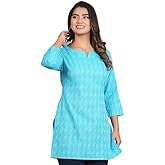 HION HILS Traditional Cotton Print Kurta Office Short Kurti Tops Tunics for Women