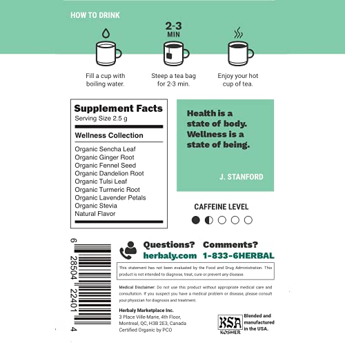 Herbaly Wellness Collection Tea 8 Active Herbs Improve General