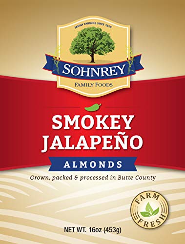 Smokey Jalapeno Spicy Almonds Bold Roasted Seasoned Snack Nuts from Sohnrey Family Foods 16 oz Single Bag - Image 4