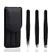 bC BimeTALliC CAble Stainless Steel Tweezers Slanted, Pointed and Flat Tip for The Removal of Facial, Ingrown Hairs, Splinters and The Treatment of Blackheads, Black