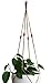 4 Legs Macrame Nylon Rope Plant Holders with Wood Bead Decoration,Coffee Color, 25-inches and 10 Inches Tail Tassel (Without The Pot and Plant)