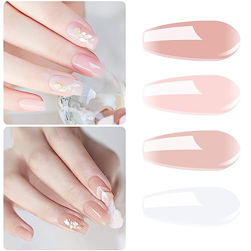 Vishine 4Pcs Jelly Nude Pink Milky White Rose Gel Nail Polish Set Sheer Clear Crystal Translucent French Manicure Gel Nail Polish Kit 8ML - Image 3