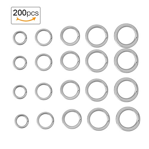 Alomejor 200 St¨¹cke Edelstahl Split Ringe Doppel Snap Ring Hochfeste Angelk?der Ring Fischk?der Stecker Angeln Set – Bild 7