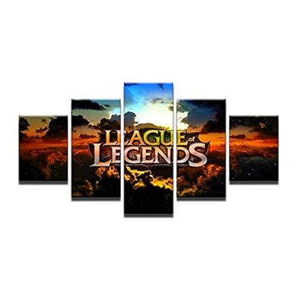 LAKHAFZY Rahmenlos Leinwand Wohnzimmer Wandkunst Hd Druck Home Decor Bilder 5 Stücke League of Legends Malerei Hot Top Game P