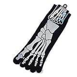SDBING One Pairs Men's Skeleton Bone Skull Five Finger Toe Cotton Socks Black