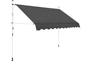 vidaXL Manual Retractable Awning 118.1" - Water, Dirt, UV & Weather-Resistant, Resistant Polyester with PU Coating & Steel Frame, Flexible Installation