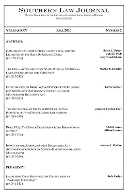 Southern Law Journal, Vol. XXV, No. 2, Fall 2015