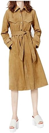 Women Long Coats Long Sleeve Faux Suede Trench Coat Single Breasted Tie Waist Autumn Coat Lufona