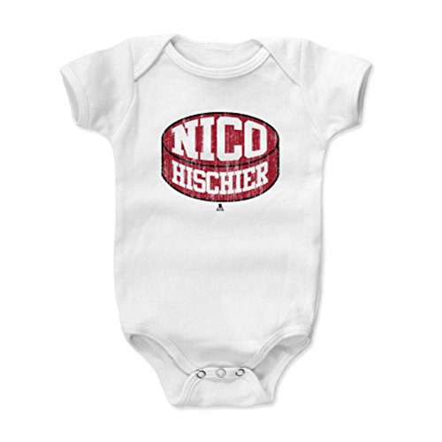 500 LEVEL's Nico Hischier Puck R New Jersey Hockey Kids Onesie 6-12M White Officially Licensed by the National Hockey League Players Association (NHLPA)