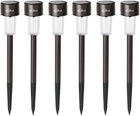 Kealive Patio Lights Solar Powered Outdoor LED Weather Resistant for Path Garden Lawn, Set of 6, Black