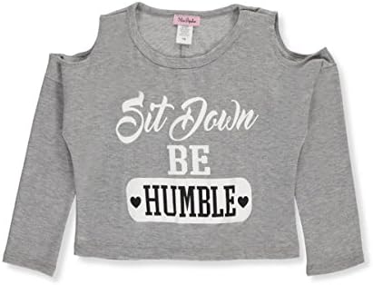 Miss Popular Big Girls' Cold Shoulder Crop Top - gray, 10-12