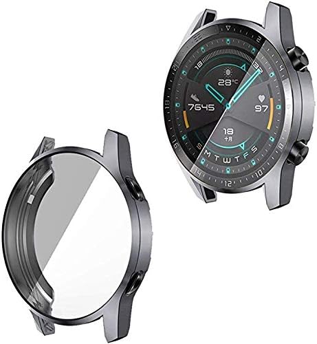 Case Compatible with Huawei Watch GT2 46MM, Soft TPU Plated Case Cover All-Around Protective Bumper Shell Protector for Huawei Watch GT2 46MM Smartwatch Bands Accessories (Gray)