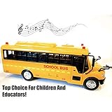 Big Daddy Huge Yellow School Bus with Lights and Cool Openable Doors Pull Back Toy School Bus with Sounds and Songs for Girls, Boys, Toddlers