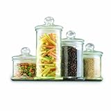 Anchor Hocking Apothecary Jar Canister Set with Ball Lid, 4-Piece Set, Clear Glass - 27476