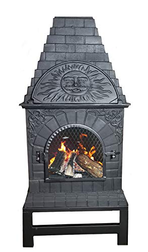 The Blue Rooster Co. Casita Style Cast Iron Wood Burning Chiminea in Charcoal. - Thumbnail 5