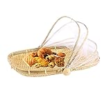 Hand-Woven Food Serving Tent Basket, Fruit Vegetable Bread Cover Storage Container Outdoor Picnic Food Cover Mesh Tent Basket with Gauze(Bug- Proof, Dust-Proof) Keep Out Flies, Bugs, Mosquitoes