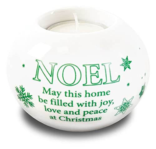 Christmas Candle ~ White Porcelain Candle Holder Noel Christmas Home Blessings